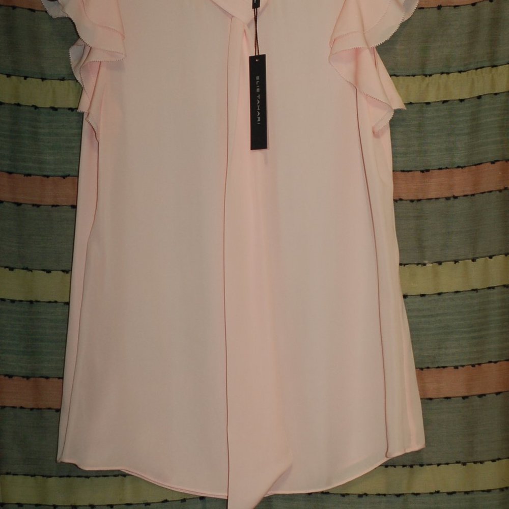Elie Tahari Bree Shirt Pink Silk Tieneck XS/M/L/XL